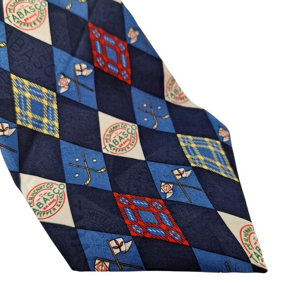 Tabasco Hot Sauce Golf Flags Silk Necktie - Picture 3 of 8